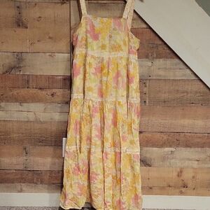 American Eagle Outfitters Pink and Yellow Floral Maxi Dress